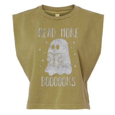 Funny Halloween Ghost Reading Book Spooky and Adorable Garment-Dyed Women's Muscle Tee