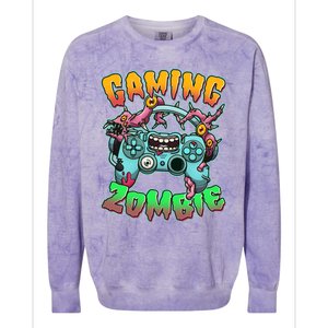 Funny Halloween Gaming Zombie Game Controller Colorblast Crewneck Sweatshirt