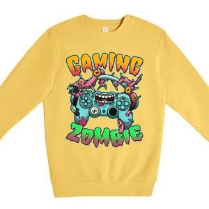 Funny Halloween Gaming Zombie Game Controller Premium Crewneck Sweatshirt