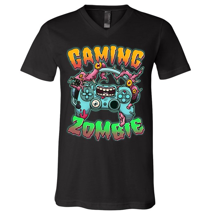 Funny Halloween Gaming Zombie Game Controller V-Neck T-Shirt