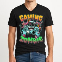 Funny Halloween Gaming Zombie Game Controller V-Neck T-Shirt