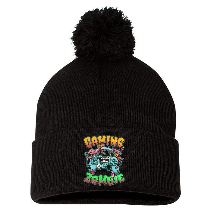 Funny Halloween Gaming Zombie Game Controller Pom Pom 12in Knit Beanie