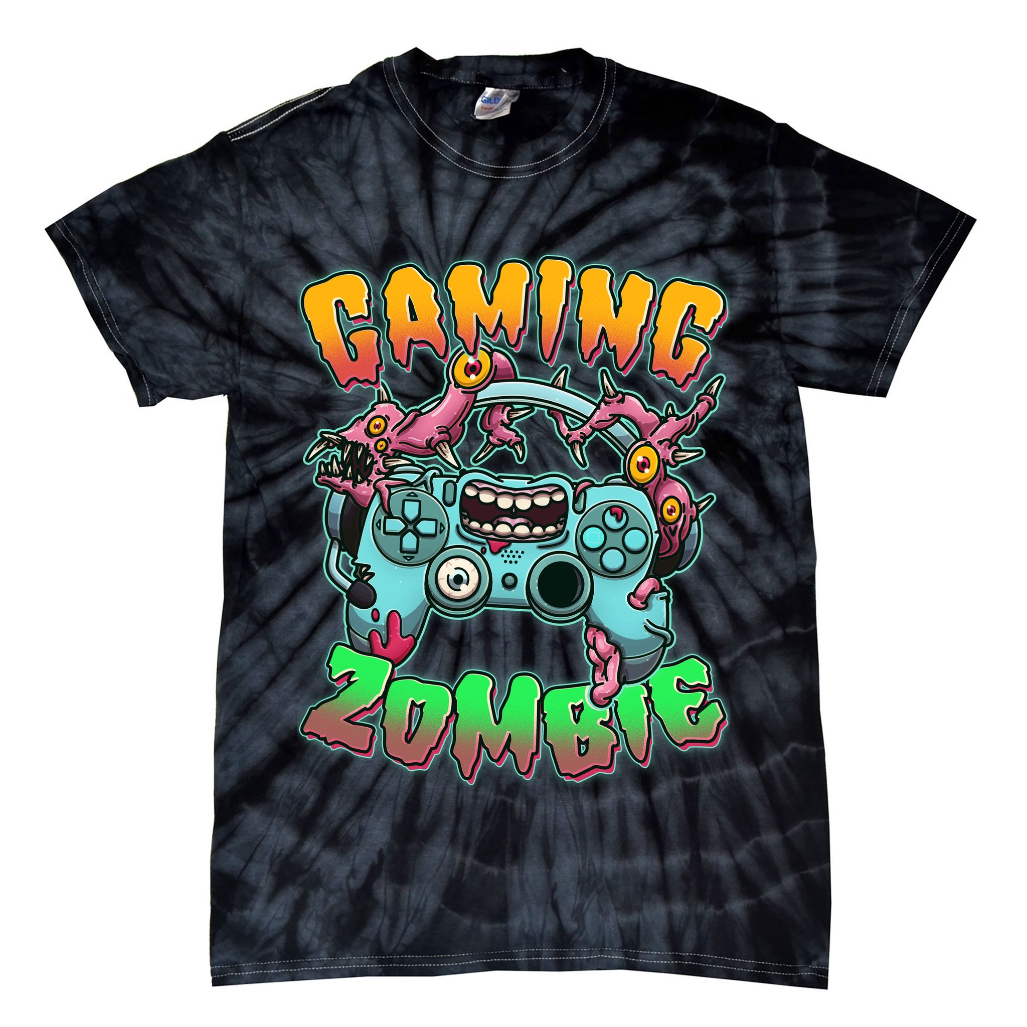 Funny Halloween Gaming Zombie Game Controller Tie-Dye T-Shirt