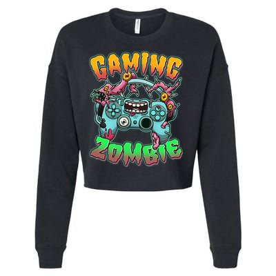 Funny Halloween Gaming Zombie Game Controller Cropped Pullover Crew