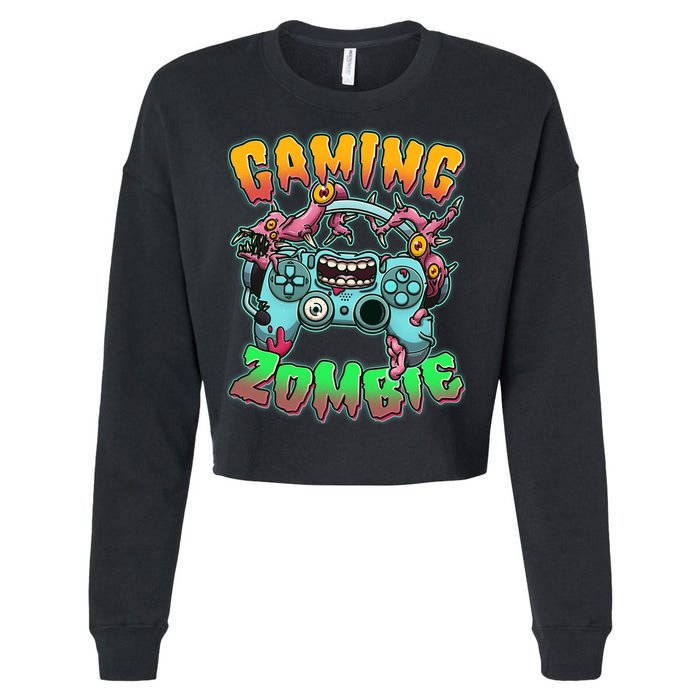Funny Halloween Gaming Zombie Game Controller Cropped Pullover Crew
