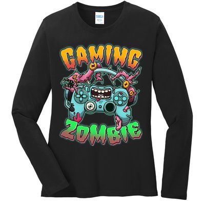 Funny Halloween Gaming Zombie Game Controller Ladies Long Sleeve Shirt