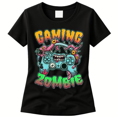 Funny Halloween Gaming Zombie Game Controller Womens T-Shirt