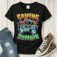 Funny Halloween Gaming Zombie Game Controller Womens T-Shirt