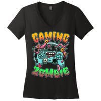 Funny Halloween Gaming Zombie Game Controller Women's V-Neck T-Shirt