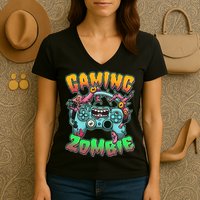 Funny Halloween Gaming Zombie Game Controller Women's V-Neck T-Shirt