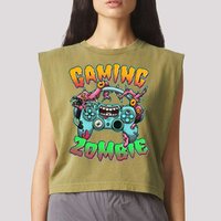 Funny Halloween Gaming Zombie Game Controller Garment-Dyed Women's Muscle Tee