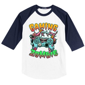 Funny Halloween Gaming Zombie Game Controller Baseball Sleeve Shirt