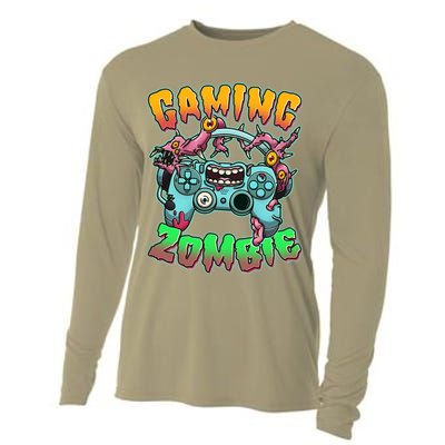 Funny Halloween Gaming Zombie Game Controller Cooling Performance Long Sleeve Crew