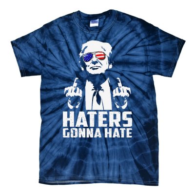 Funny Haters Gonna Hate President Donald Trump Middle Finger Tie-Dye T-Shirt