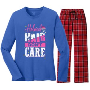 Field Hockey Goalie Helmet Hair Dont Care Great Gift Women's Long Sleeve Flannel Pajama Set 