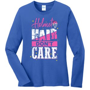 Field Hockey Goalie Helmet Hair Dont Care Great Gift Ladies Long Sleeve Shirt