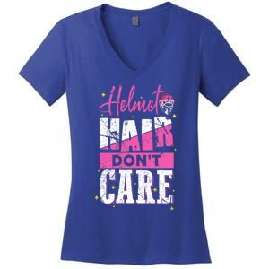 Field Hockey Goalie Helmet Hair Dont Care Great Gift Women's V-Neck T-Shirt