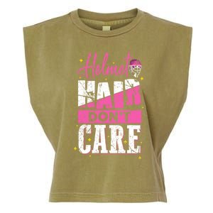 Field Hockey Goalie Helmet Hair Dont Care Great Gift Garment-Dyed Women's Muscle Tee