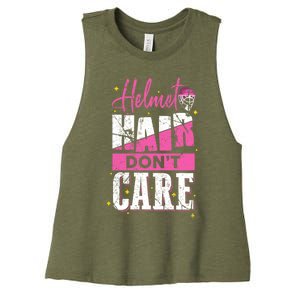 Field Hockey Goalie Helmet Hair Dont Care Great Gift Women's Racerback Cropped Tank