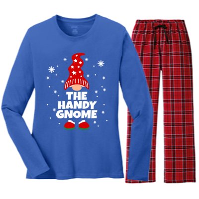 Funny Handy Gnome Family Matching Christmas Gift Women's Long Sleeve Flannel Pajama Set 