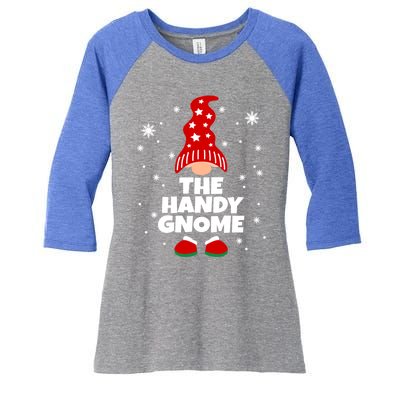 Funny Handy Gnome Family Matching Christmas Gift Women's Tri-Blend 3/4-Sleeve Raglan Shirt