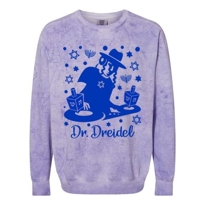 Funny Hanukkah Gift Dr Dreidel Chanukah Graphic Holiday Gift Colorblast Crewneck Sweatshirt