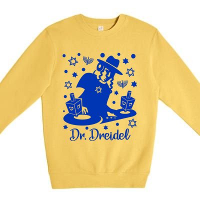 Funny Hanukkah Gift Dr Dreidel Chanukah Graphic Holiday Gift Premium Crewneck Sweatshirt