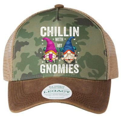 Funny Hiking Gnomes For Camper Chillin With My Gnomies Gift Legacy Tie Dye Trucker Hat