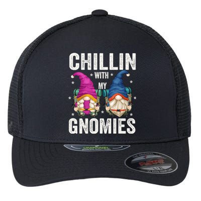 Funny Hiking Gnomes For Camper Chillin With My Gnomies Gift Flexfit Unipanel Trucker Cap