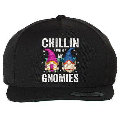 Funny Hiking Gnomes For Camper Chillin With My Gnomies Gift Wool Snapback Cap