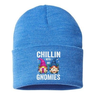 Funny Hiking Gnomes For Camper Chillin With My Gnomies Gift Sustainable Knit Beanie