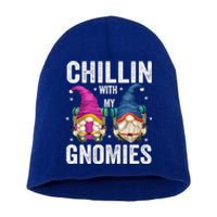 Funny Hiking Gnomes For Camper Chillin With My Gnomies Gift Short Acrylic Beanie