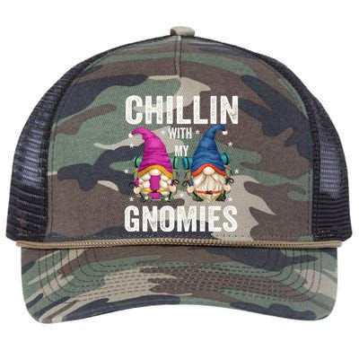 Funny Hiking Gnomes For Camper Chillin With My Gnomies Gift Retro Rope Trucker Hat Cap