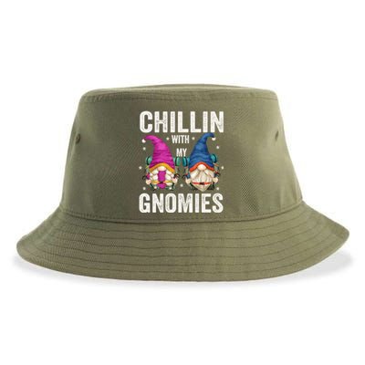 Funny Hiking Gnomes For Camper Chillin With My Gnomies Gift Sustainable Bucket Hat