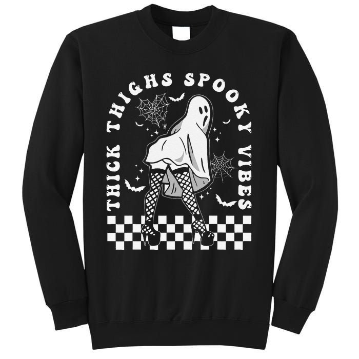 Funny Halloween Ghost Thick Thighs Spooky Vibes Workout Gym Sweatshirt