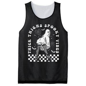 Funny Halloween Ghost Thick Thighs Spooky Vibes Workout Gym Mesh Reversible Basketball Jersey Tank