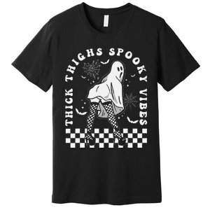 Funny Halloween Ghost Thick Thighs Spooky Vibes Workout Gym Premium T-Shirt