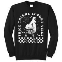 Funny Halloween Ghost Thick Thighs Spooky Vibes Workout Gym Tall Sweatshirt