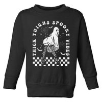 Funny Halloween Ghost Thick Thighs Spooky Vibes Workout Gym Toddler Sweatshirt