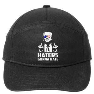 Funny Haters Gonna Hate President Donald Trump Middle Finger 7-Panel Snapback Hat