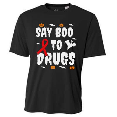 Funny Halloween Gift Say Boo To Drugs Awareness Red Ribbon Cooling Performance Crew T-Shirt