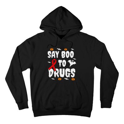 Funny Halloween Gift Say Boo To Drugs Awareness Red Ribbon Hoodie