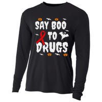 Funny Halloween Gift Say Boo To Drugs Awareness Red Ribbon Cooling Performance Long Sleeve Crew