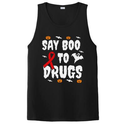 Funny Halloween Gift Say Boo To Drugs Awareness Red Ribbon PosiCharge Competitor Tank