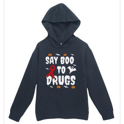 Funny Halloween Gift Say Boo To Drugs Awareness Red Ribbon Urban Pullover Hoodie