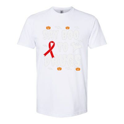 Funny Halloween Gift Say Boo To Drugs Awareness Red Ribbon Softstyle CVC T-Shirt