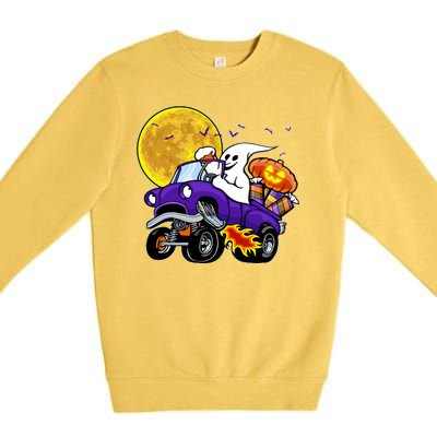 Funny Halloween Ghost Muscle Car Premium Crewneck Sweatshirt