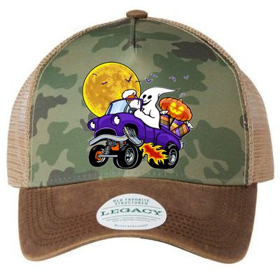 Funny Halloween Ghost Muscle Car Legacy Tie Dye Trucker Hat