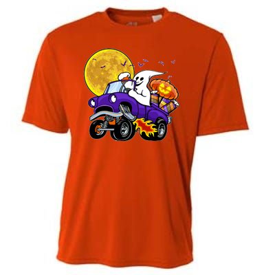 Funny Halloween Ghost Muscle Car Cooling Performance Crew T-Shirt