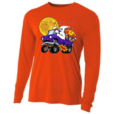 Funny Halloween Ghost Muscle Car Cooling Performance Long Sleeve Crew